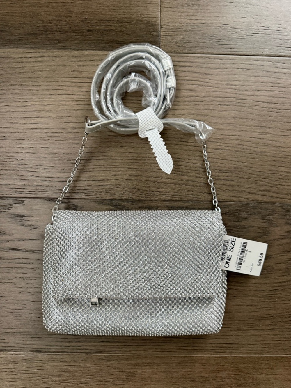 INC International Concepts Silver Crystal Mesh Mini Crossbody